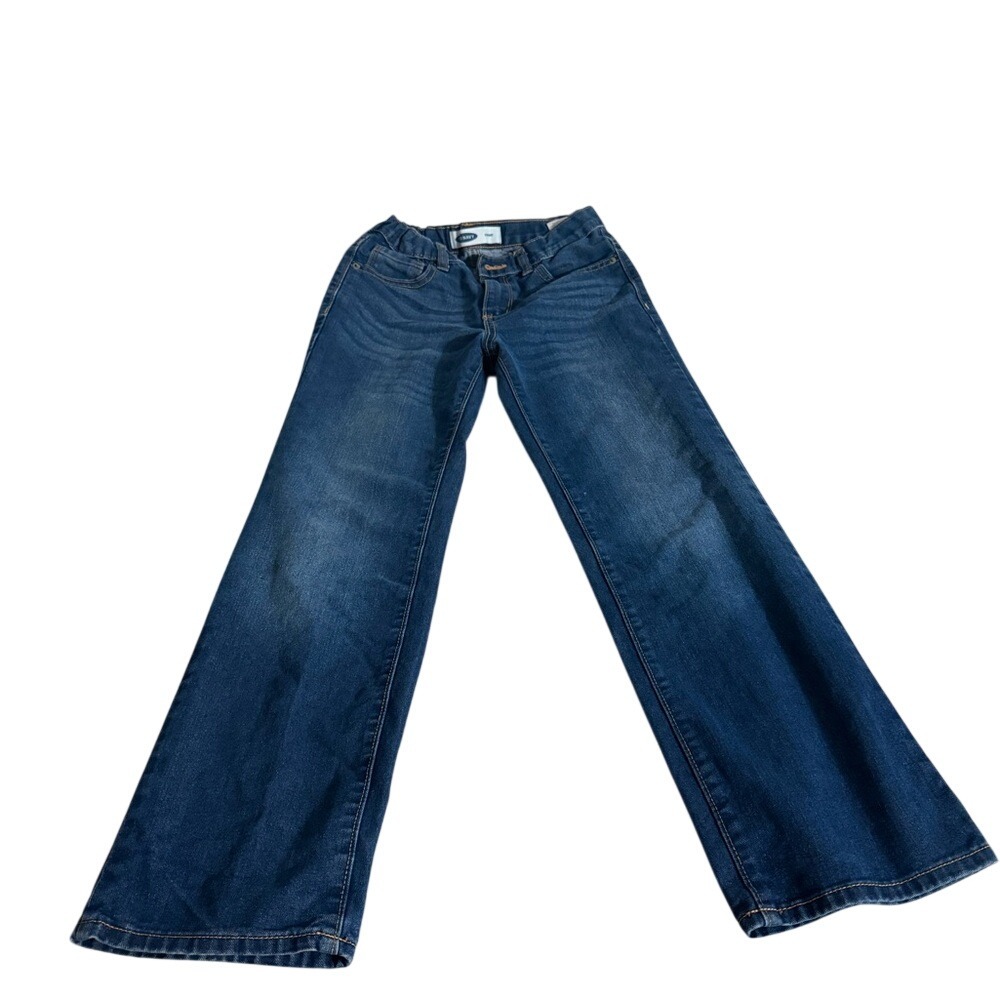 Old Navy Girls Straight Leg Jeans Dark Wash Size 12 Elastic Waist‎